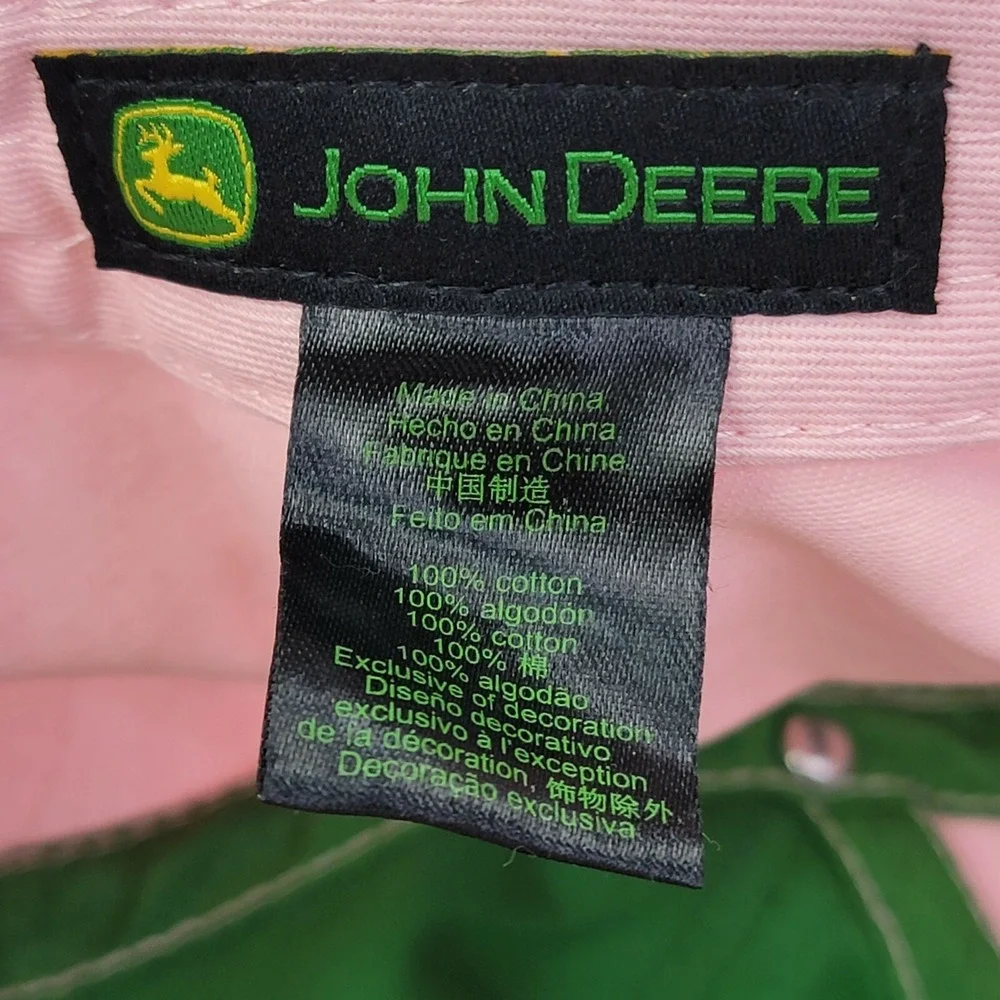 John Deere Logo Hat Women OS Pink Cotton Embroidered Adjustable Baseball Cap SEO